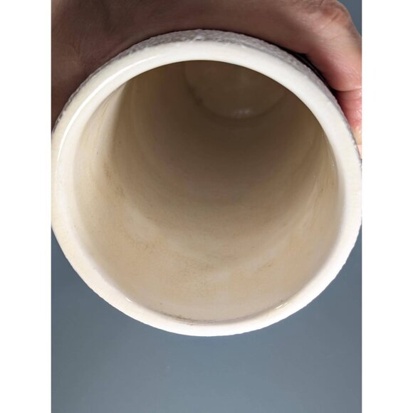 MCM white speckled vase with modernist abstract pattern, Japan ca 1960-1970s - Picture 7 of 12